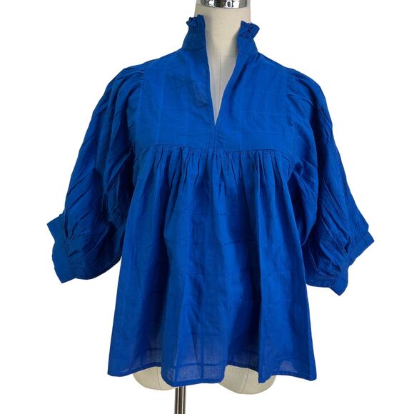 Never A Wallflower Tops - Never A Wallflower High Neck Top Purple Windowpane Cotton